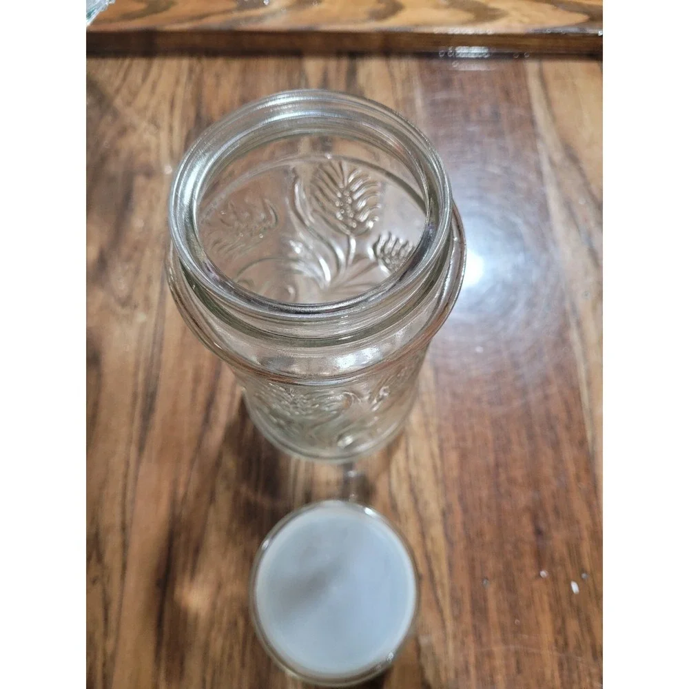 1982 Planters Glass Canister Jar Wheat Pattern with Lid Mr Peanut Anchor Hocking